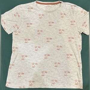 Cactus Man Ricky Singh, Mens Sz Small/38, Palm Tree print T-shirt, Tan/Heathered